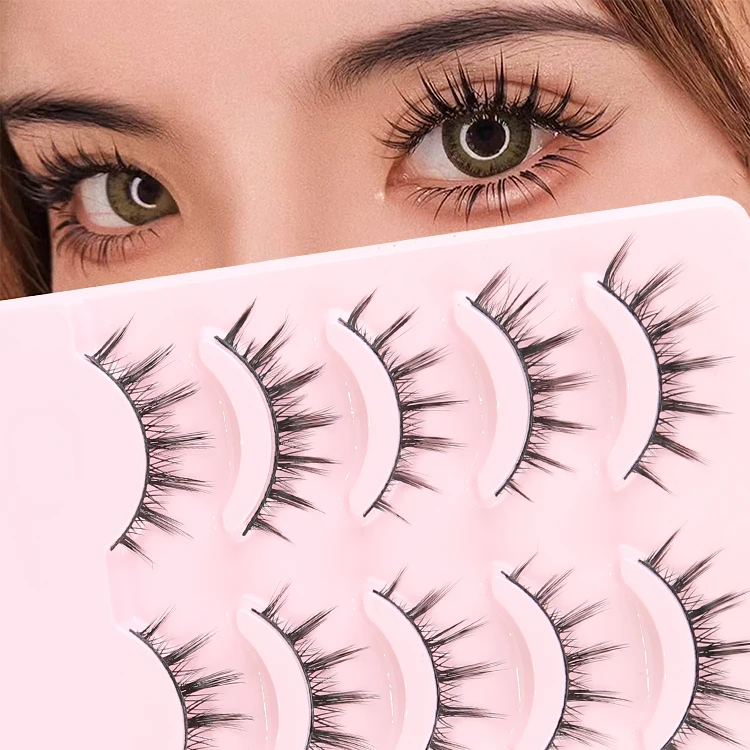 Custom Packaging Box Lightweight Curling Natural Japanese Fan Lashes False Eyelashes Private Label With Pink Tray