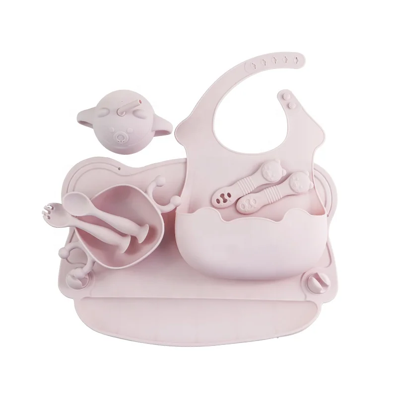 Bpa Free Food Grade Silicone Tableware Toddler Baby Silicone Suction Plate Modern Kids Bowl Silicone Baby Feeding Set