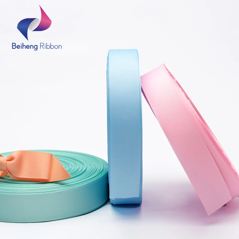 Wholesale Gift Packing 20MM Logo Printed Grosgrain Recycled Woven Ribbon Tapes Custom