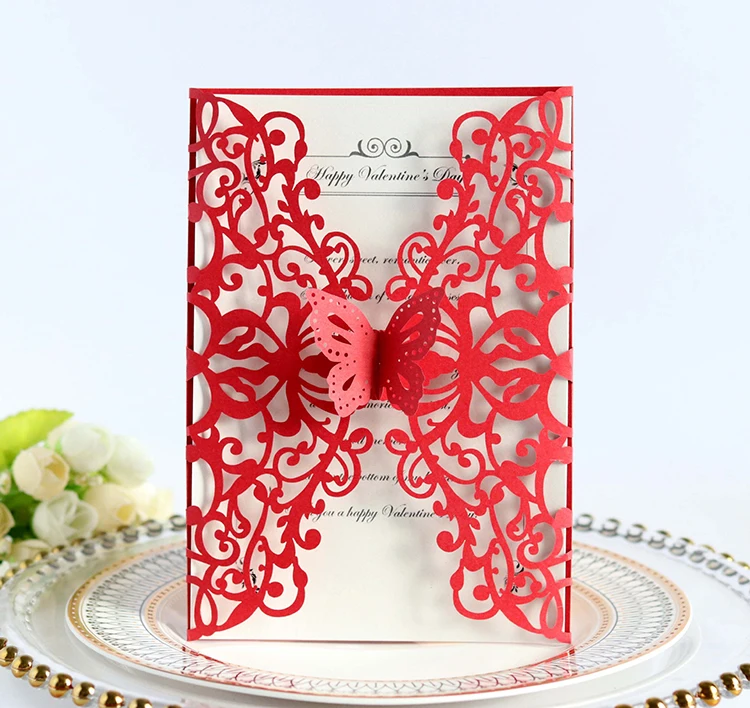 Pulling Type with Custom Logo Wedding Invitation Card Laser Cut Card with Envelope Paper Card/ Art Paper Wedding supplier Love