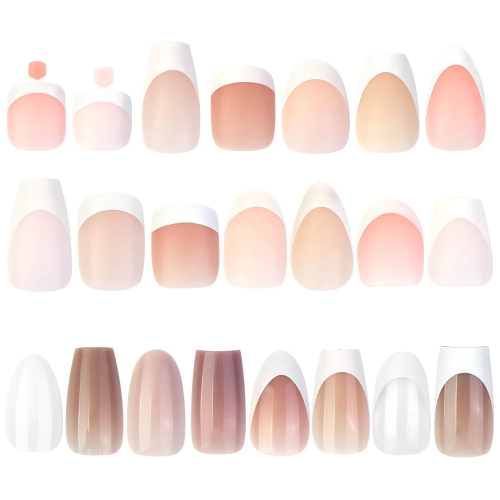 Gelsky Soft Gel Tips Press on Nails Thick French Gel X Nail Tips Full Cover Almond Nail Tip