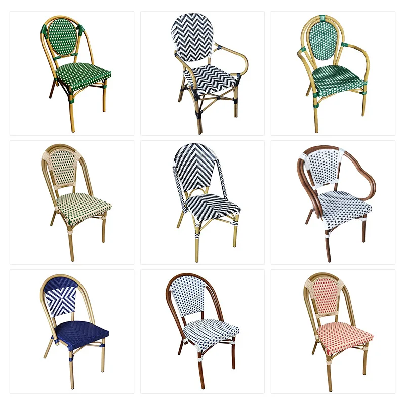 Waterproof stackable woven cafe french bistro rattan outdoor garden dining chair