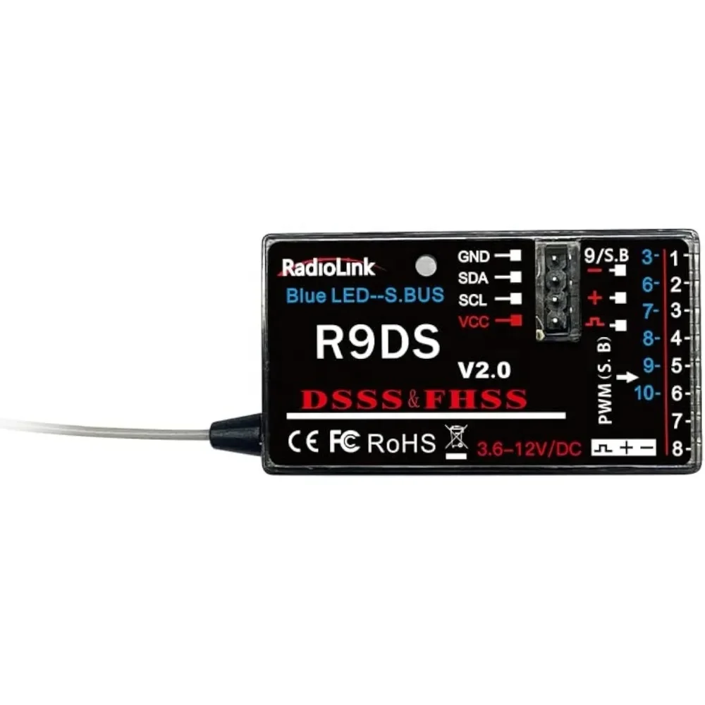 Radiolink R9DS V2.0 9 Channels RC Receiver SBUS/PWM/PPM Signal Compatible with AT9 AT9S AT10II AT10