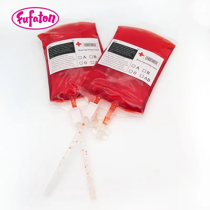 Fruit flavored Red colored Blood Drop Bag Liquid Candy and sweets for Halloween