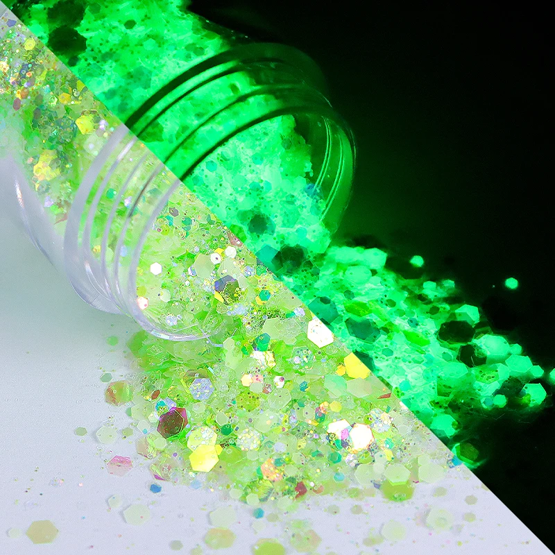 Free sample 12 Colors Nail Art Glitter Epoxy resin DIY Craft Glitter Glow in the dark glitter