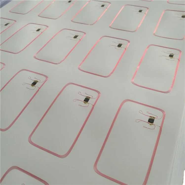 Layout 3X8 Laminated PVC RFID card inlay for producing cards and tickets