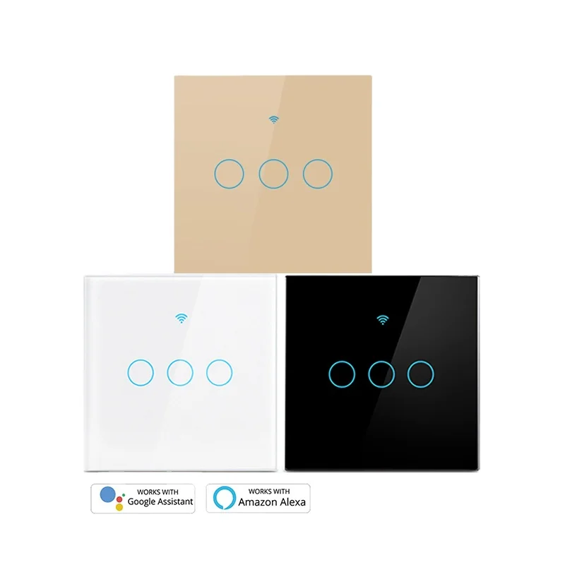 Customized Professional EU Smart Switch for home automation smart light 3 Gang Wifi Switch