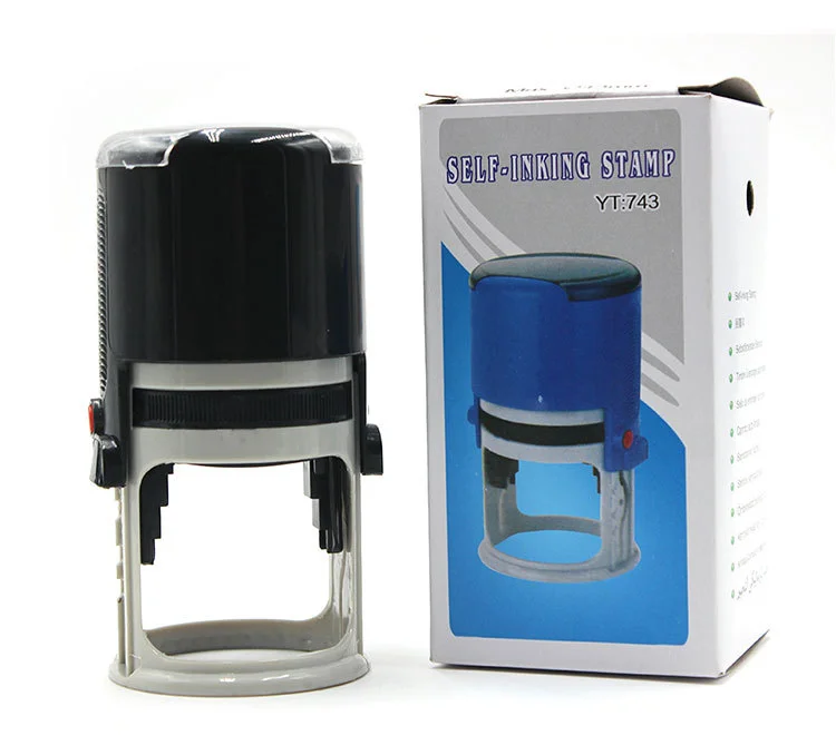 Personalized Black Blue and Red Round Self-inking Rubber Stamps Self Inking Stamps with Ink Pad