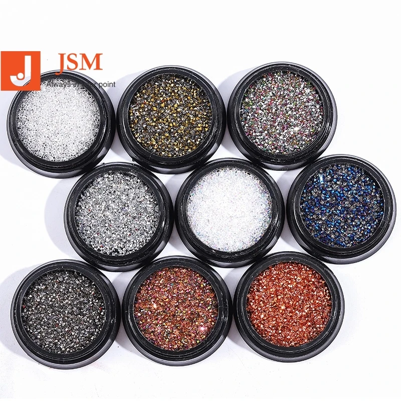 Beautypapa 1Box Glass Nail Caviar Tiny Rhinestones Micro Pixie Crystals 3d Sharp End Glitter Strass For Nails Art Decorations