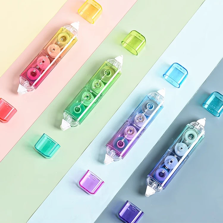 Gradient candy color correction tape dispensing double head correction tape student stationery