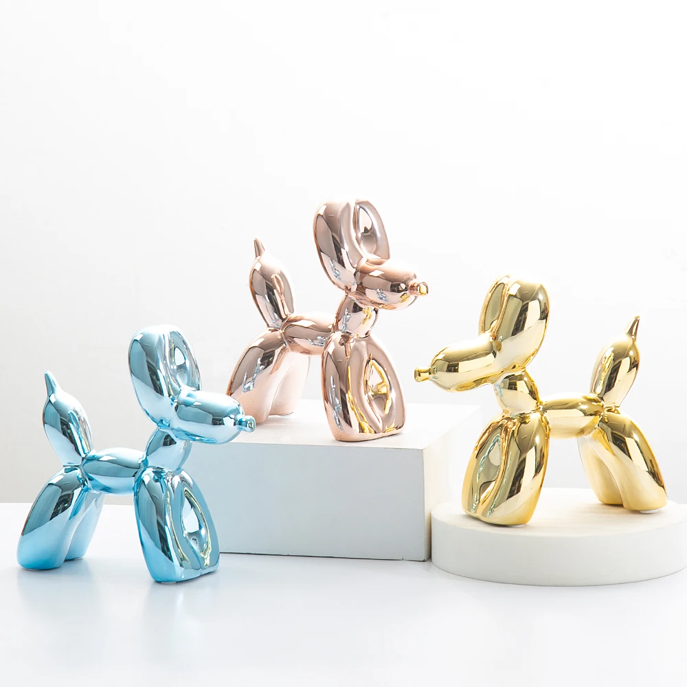 Hot-selling Nordic style Shiny electroplating ceramics High-quality Home decoration Balloon dog