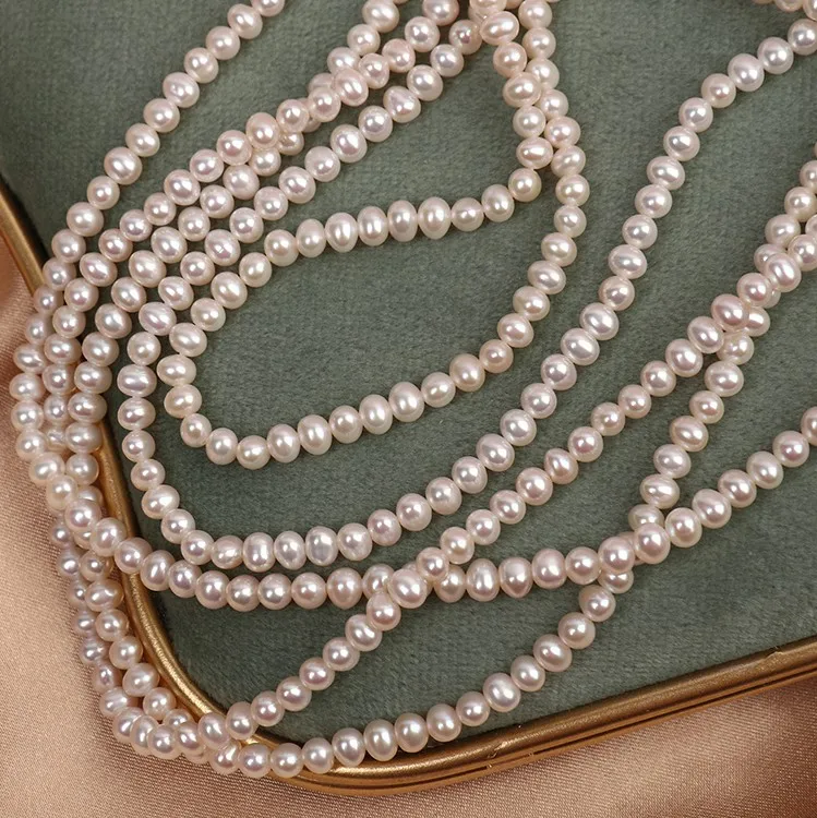 
3-3.5mm punch strong light white powder natural fresh water pearls loose beads semi-finished naked pearls 