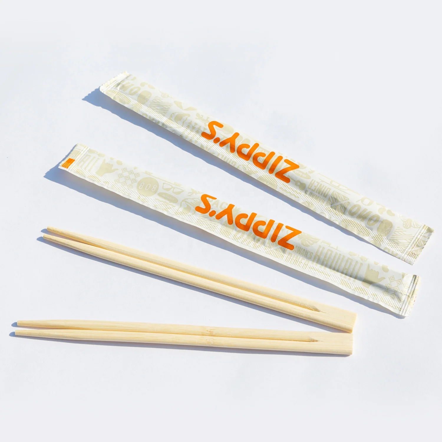Wholesale Custom Printed Disposable Bamboo Twins Chopsticks for Dinner Set