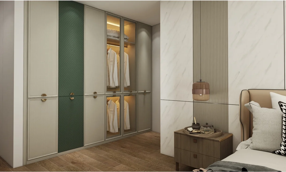Grey Mini wardrobe bedroom furniture open wardrobe modern 6 door wooden wardrobe
