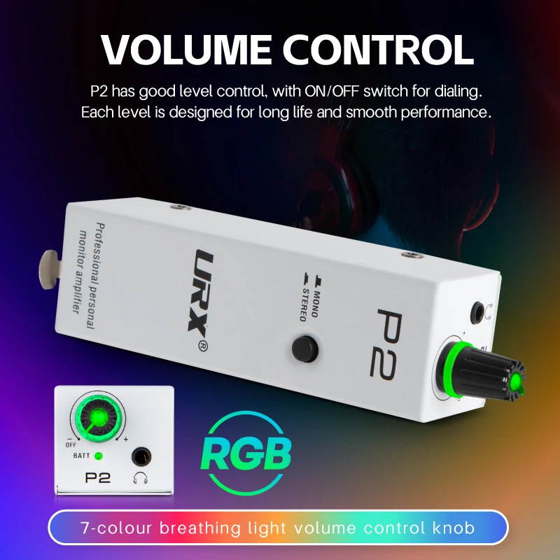 URX P2 ultra compact active battery portable metal personal monitoring Headphone amplifier with XLR/TRS input 3.5mm output