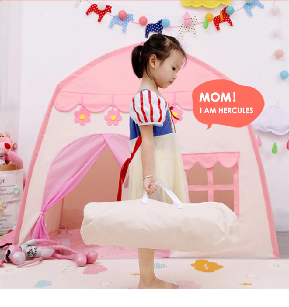 1,3 м портативная детская палатка Wigwam складные детские палатки Tipi детский игровой домик для больших девочек розовый Замок принцессы Декор детской комнаты