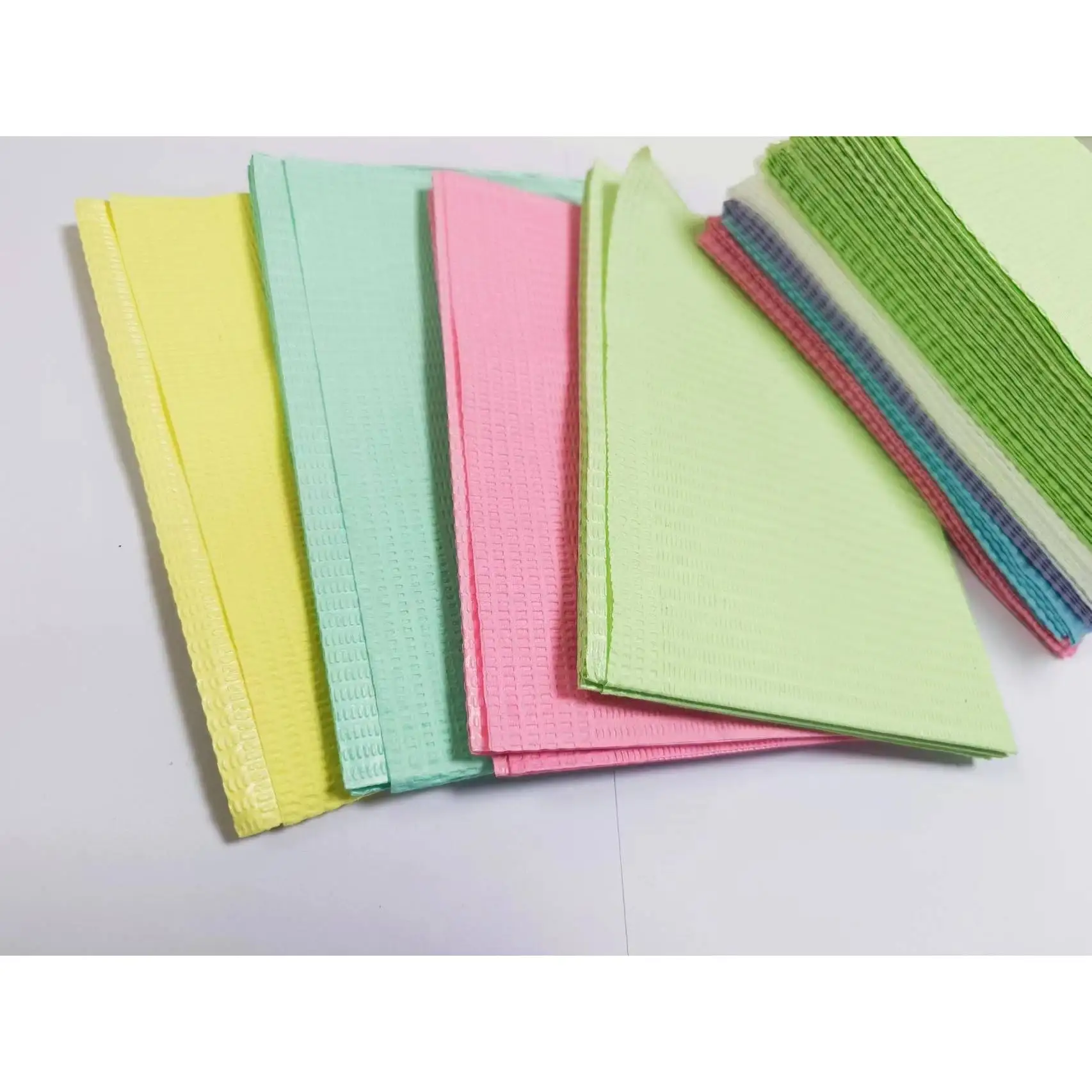 Dental Consumables 500PCS Colorful Disposable 3Ply Dental Bibs Medical Dental Napkins  with 2Ply Paper 1Ply  Poly