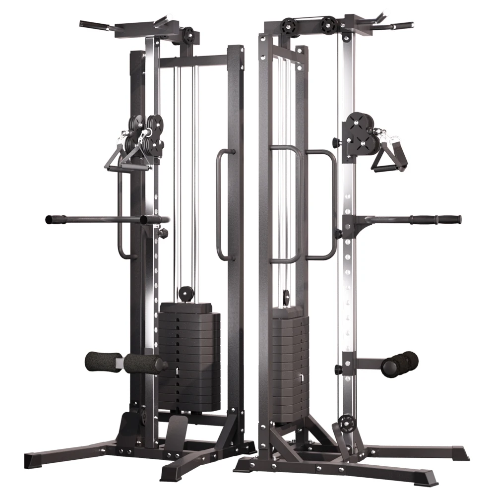 Multi function black color metal single cable crossover lat pull down machine power rack for gym fitness equipment