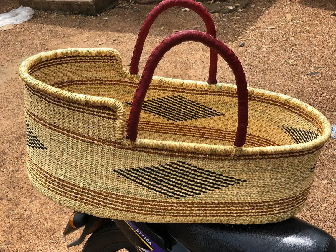 Babies Crib Bed with straw grass material / GK125