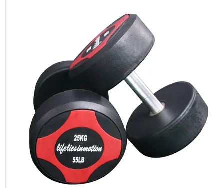 New Design Fashion Home Gym Pu Rubber Coated Round Dumbbell For Body Workout