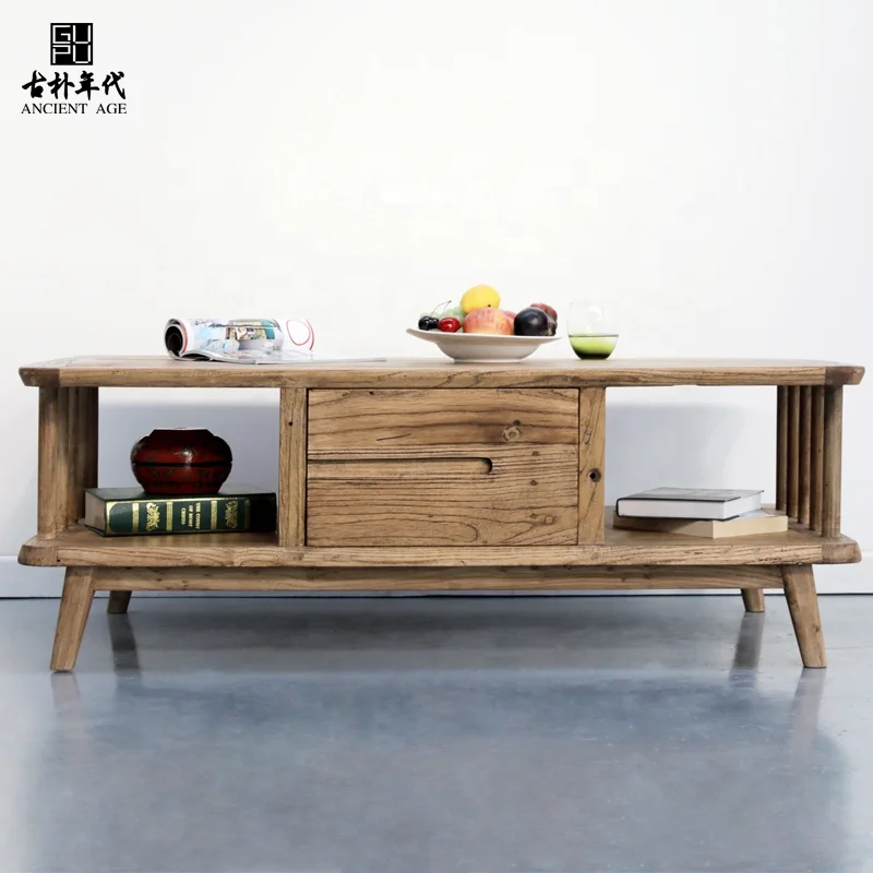 Reclaimed elm wood new design modern multi-purpose tea table natural wood custom coffee table wood coffee table