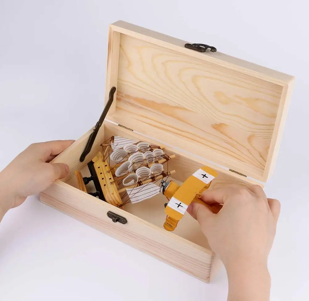 
Unfinished Wood with Clasp Gift Jewelry Photo Box 