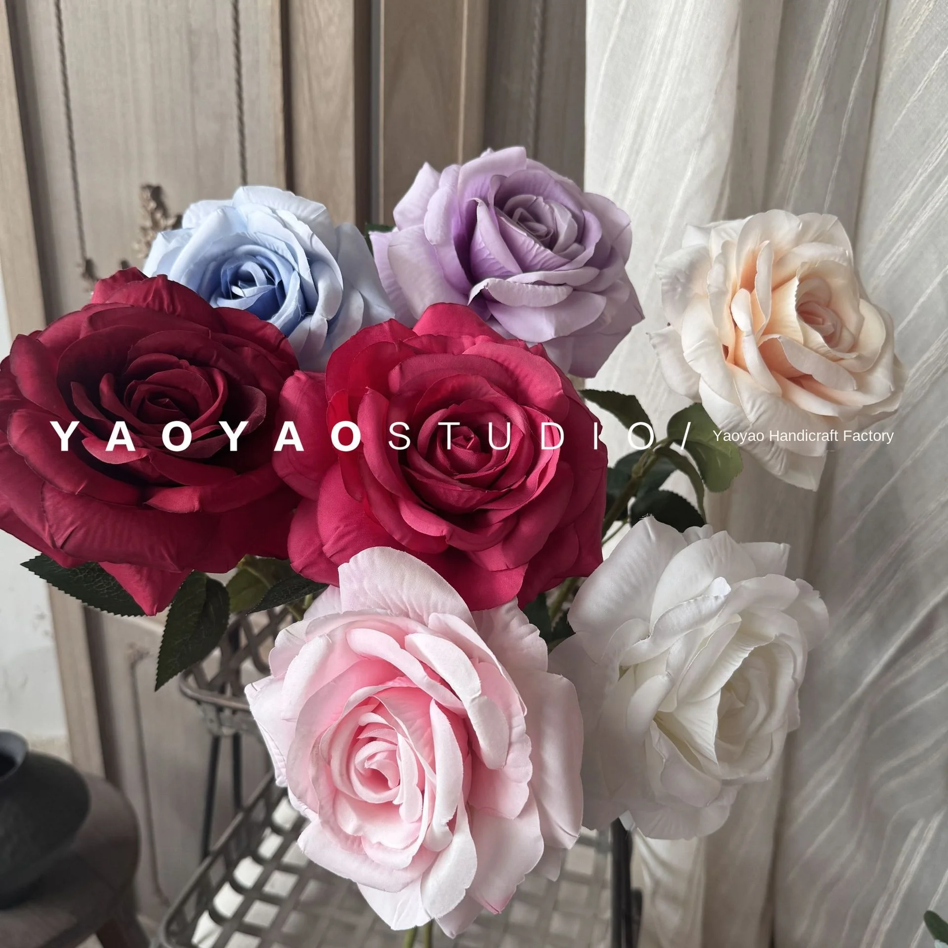 Large Single Simulation Rose 13cm Diameter Home Decorative Window artificial Flower Christmas Wall Accent with Stem