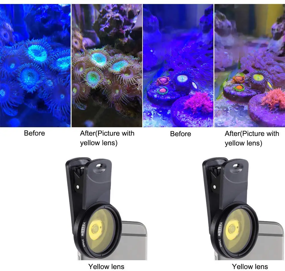 
universal mobile camera aquarium coral lens yellow orange filter kits 