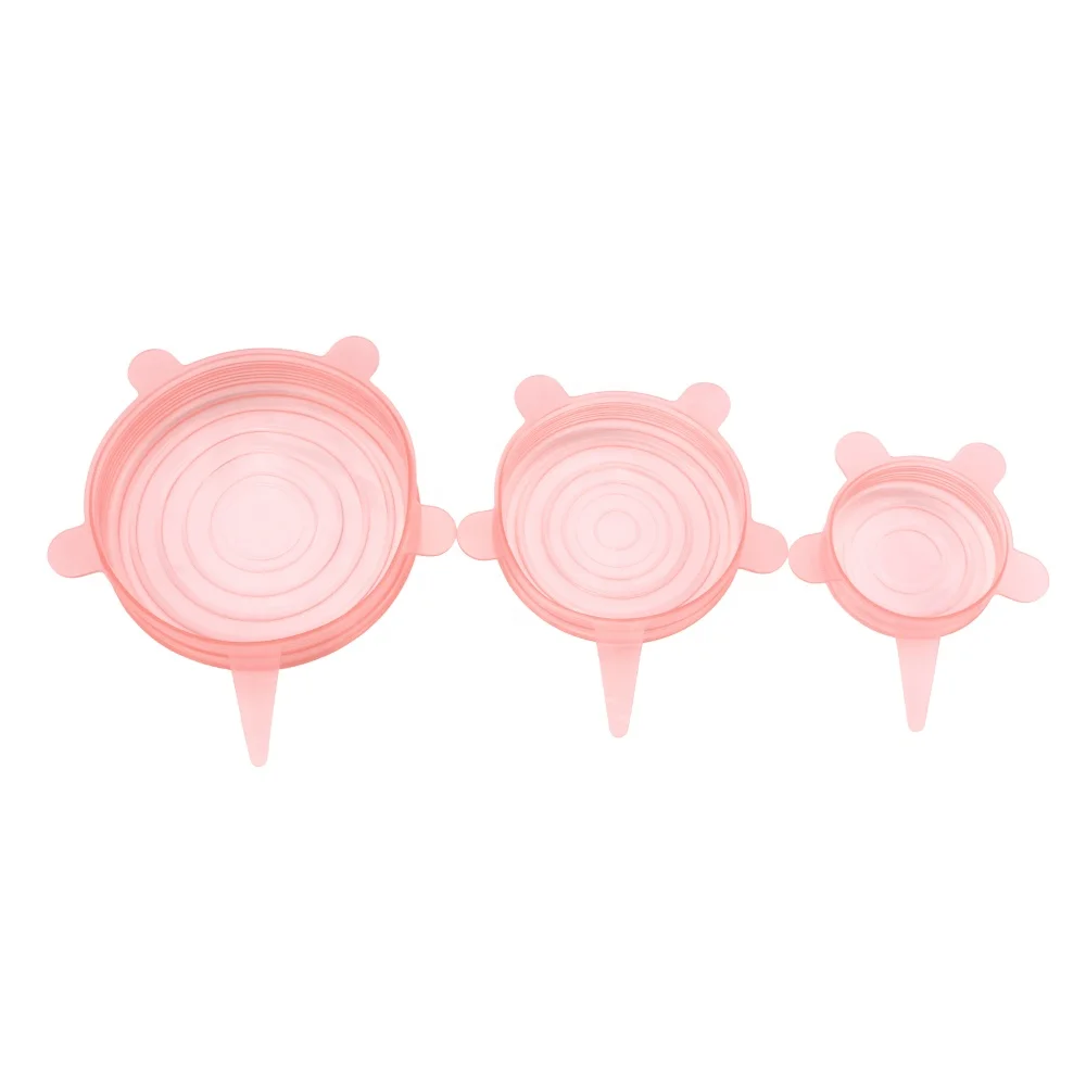LFGB 6 Pack Reusable Silicone Flexible Lids Universal Silicone Suction Lid Spillproof Stretch Lids