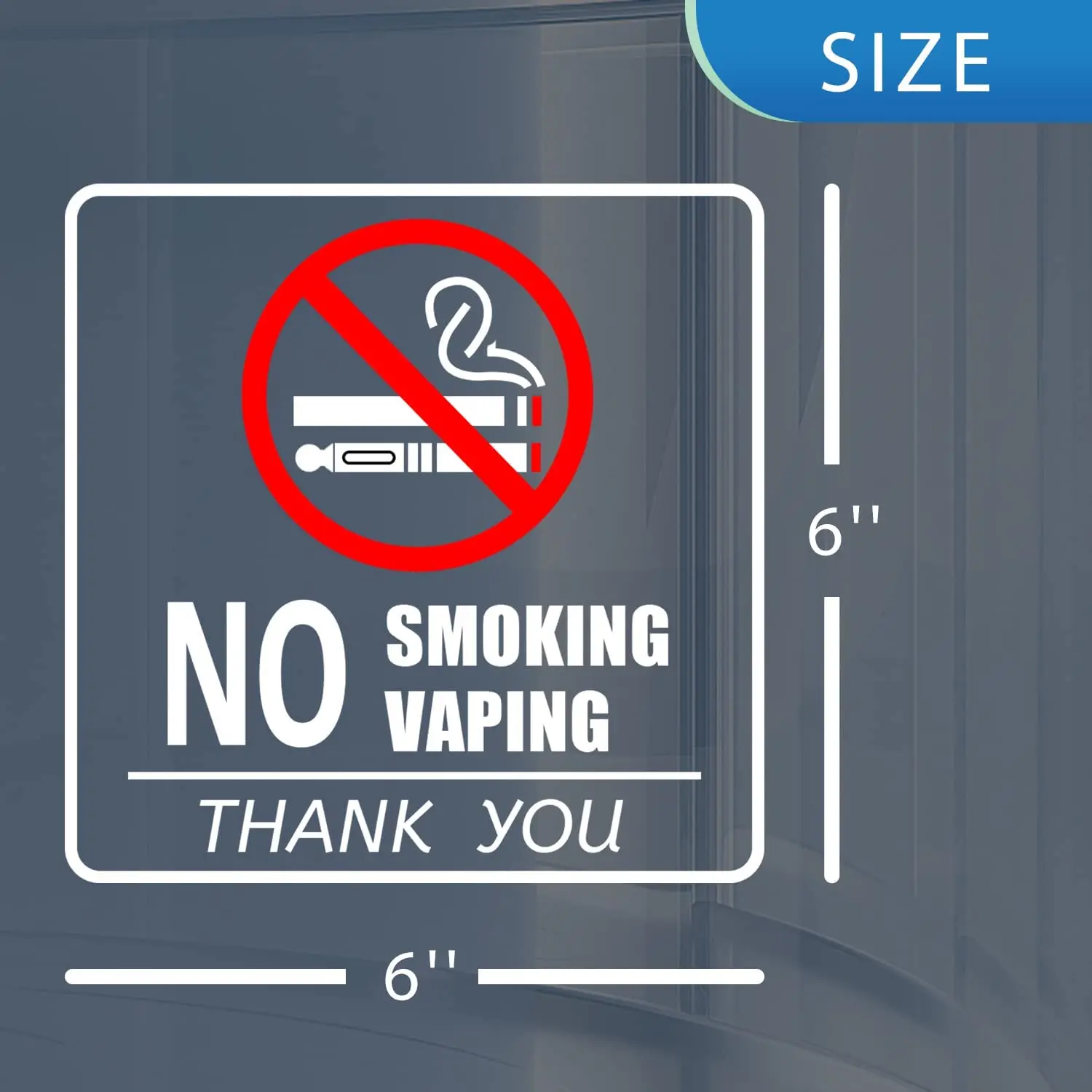 Wholesale 6X6 Waterproof Clear No Smoking Window Sticker Vinyl No Smoking No Vaping Sign Decals for Vehicles
