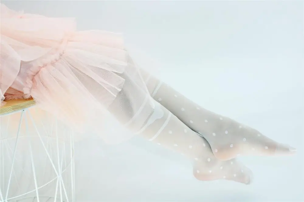 Customized little girl jacquard thin silk stockings children dance pantyhose