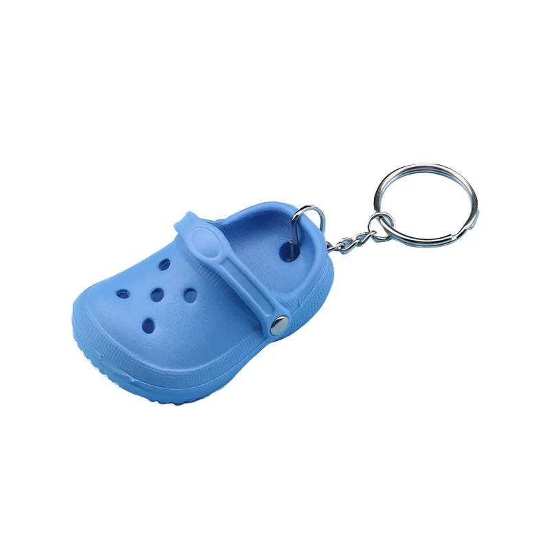 Wholesale EVA Foam Hole Sandal Slipper Beach Shoes Key Chain 3D Rubber PVC Keyring Pendant Croc Shoe Keychain