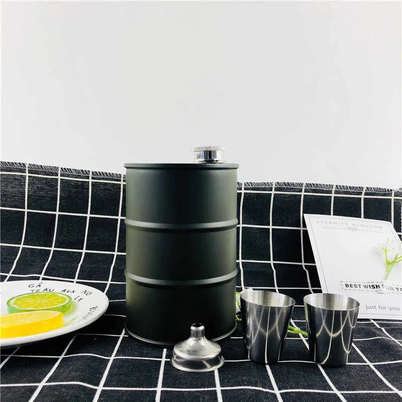 1 gallon US Hip Flask Oil Barrel Top Seller  In Stock Promotion Unique Mens Hip Flask Oil Barrel Drum Stainless Steel