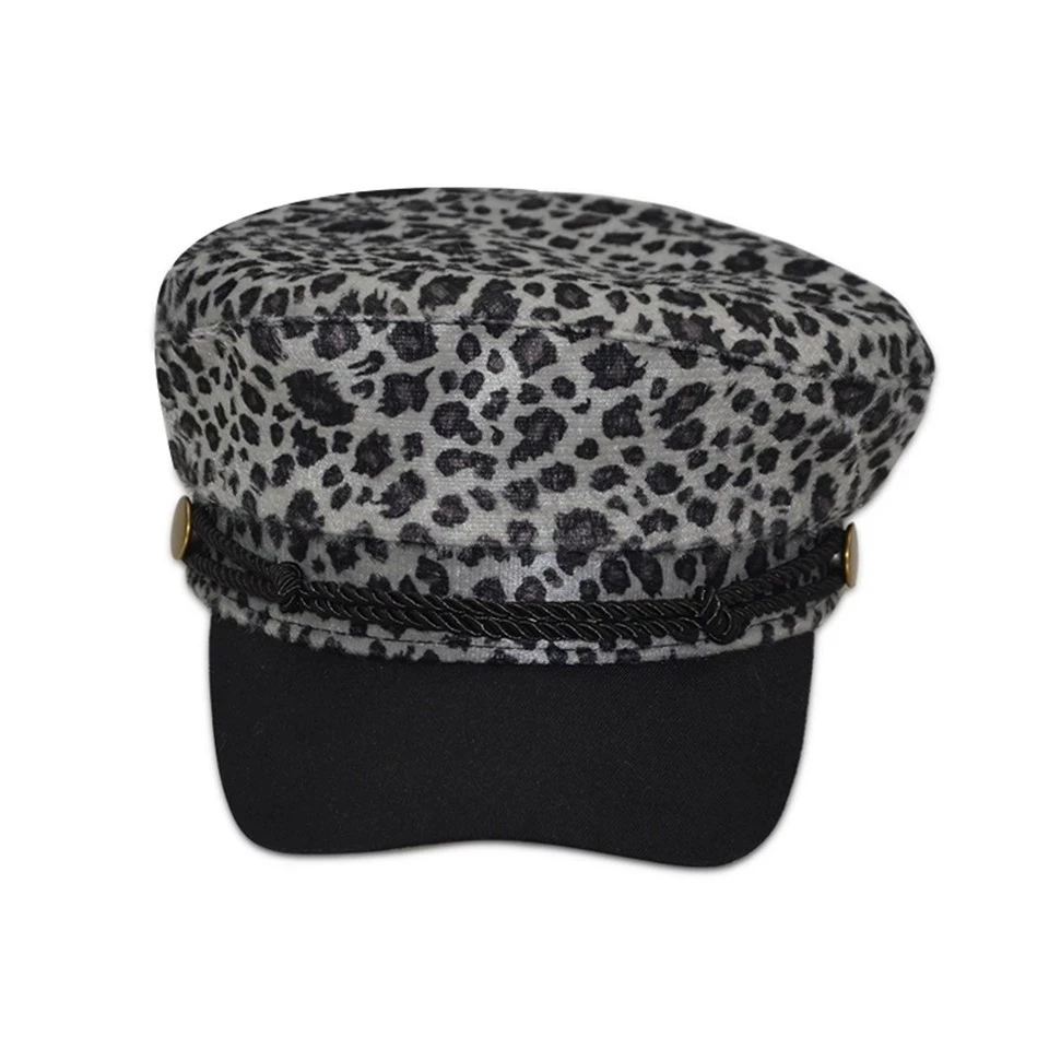 Модная свободная восьмиугольная кепка Gorra с леопардовым принтом и изогнутыми полями темно-синяя береты шляпа