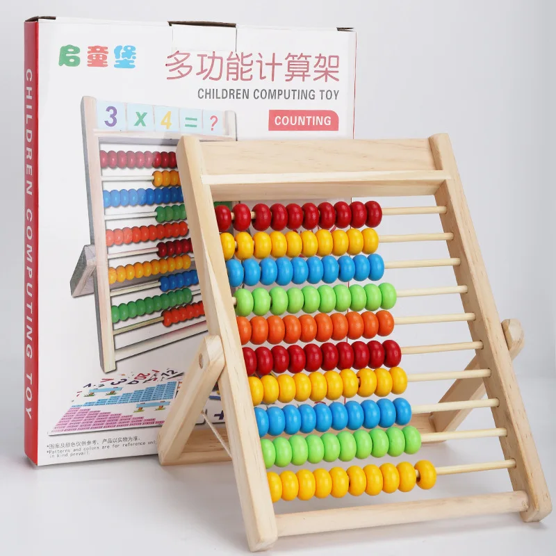 The New Multifunctional Number Calculation Stand Wooden Abacus Montessori Educational Counting Toy For Kids Toddler Boys & Girls