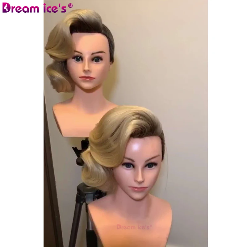 Dream. Ледяные волосы 60-70 см 100% человеческие Цвет парикмахерский манекен голова блонд 1 шт. китайские