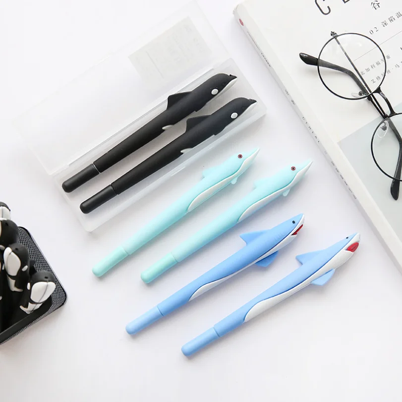 Wholesale Creative Submarine World Silicone Shark Pen Cute 0.5mm Dolphin Neuter Pen for Students Quickly Dry
