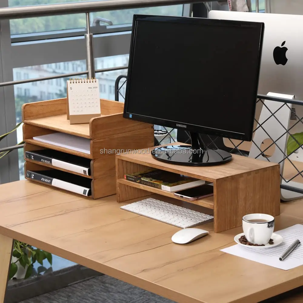 Wood Stackable Paper Desktop File Folder Stackable Storage Office Organizer Wood Stackable Paper Trays