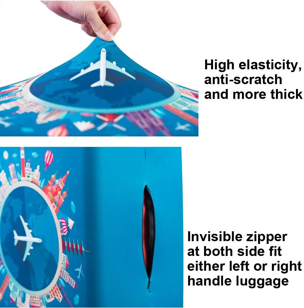 Washable Luggage Cover Spandex Suitcase Cover Protective Fits 19-32 inch Luggage Zipper Carry On Covers