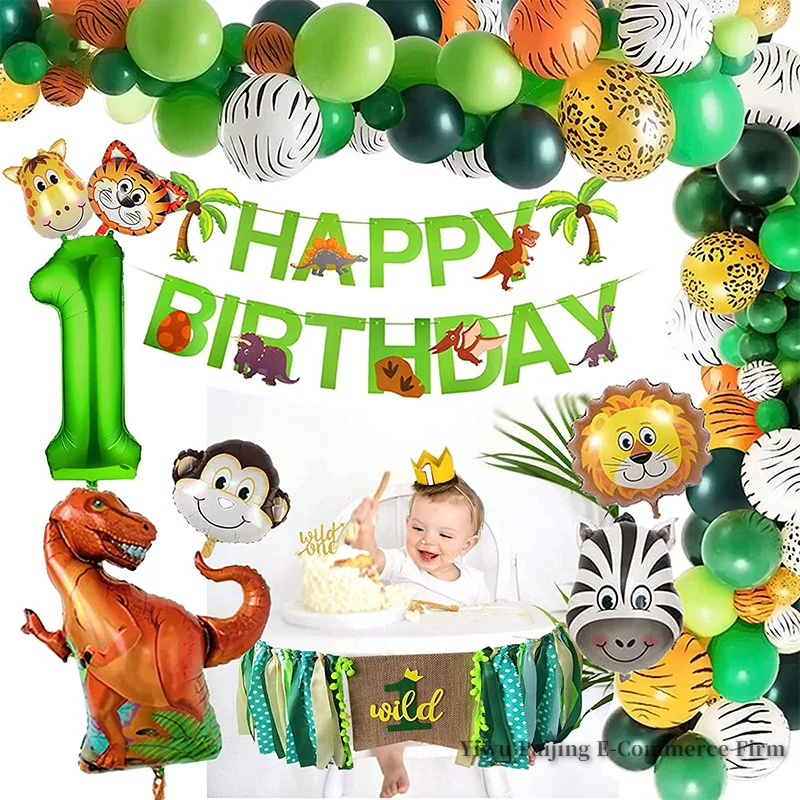 Custom animal jungle theme party decoration baby shower gifts boy kids 1st birthday party decoration