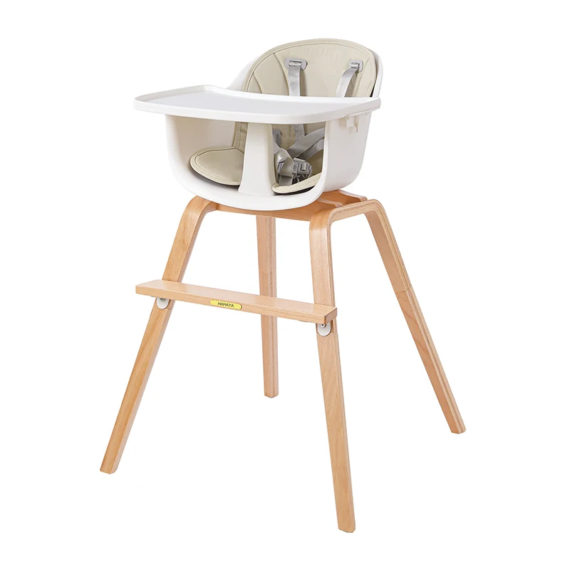 Good quality wholesale height adjustable baby solid wood chair kids dining high chair for children feeding