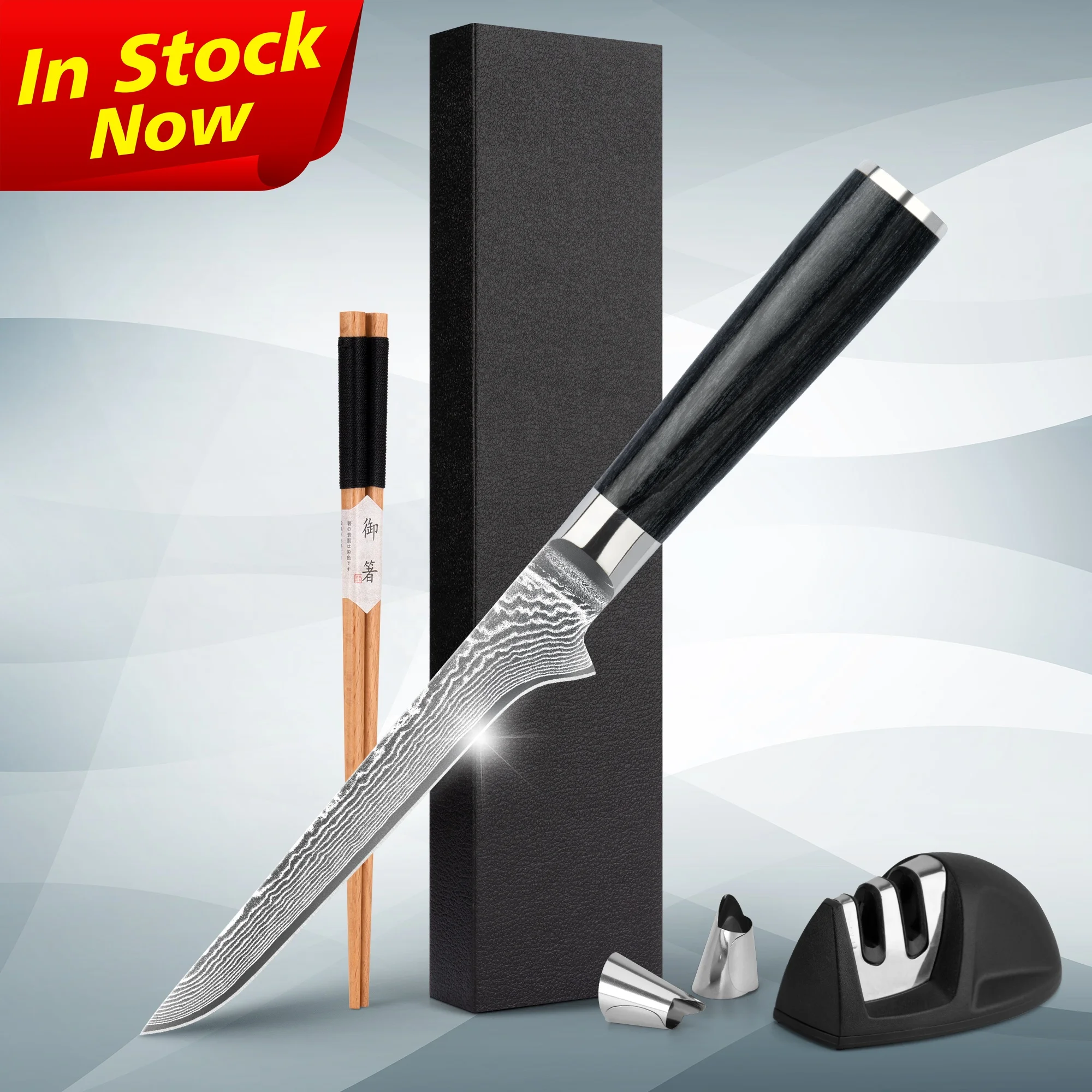 Round Black Wood handle 6-inch 67 layers vg10 damascus steel fishing fillet knife luxury filleting knife Buy for restaurant