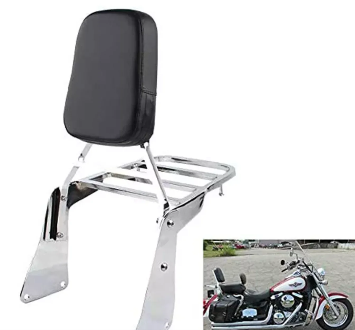 Black Motorcycle Rear Seat BackRest Sissy Bar Back Rest Compatible For Kawasaki Vulcan 1500 VN1500
