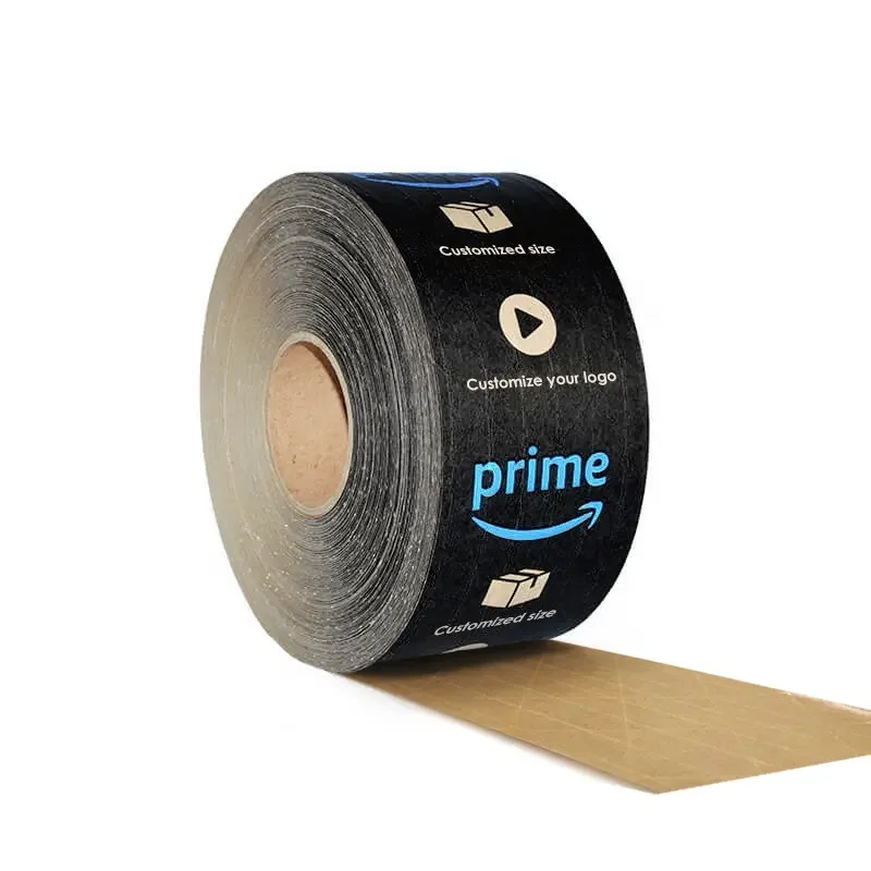 Custom Printing with Logo Reinforced Brown Gummed Water Activated Self Adhesive Eco Kraft Paper Packing Tape
