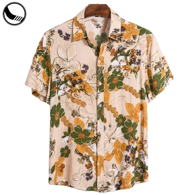 Custom Vacation Mens All Over Print Button Up Short Sleeve Hawaiian Shirt Cotton