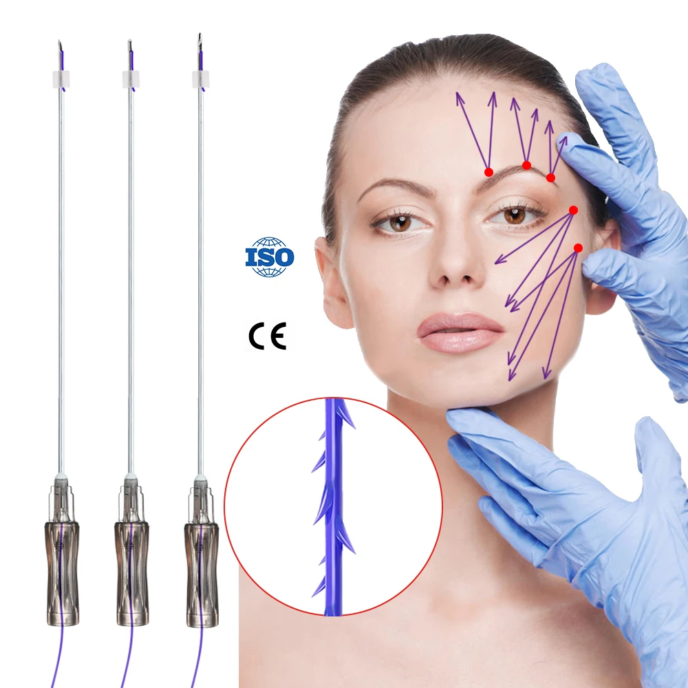 Ce Approval Absorbable 19g 120mm Neck Face Lifting Hilos Tensores Pcl Thread 3d 4d 6d Pdo Cog Threads