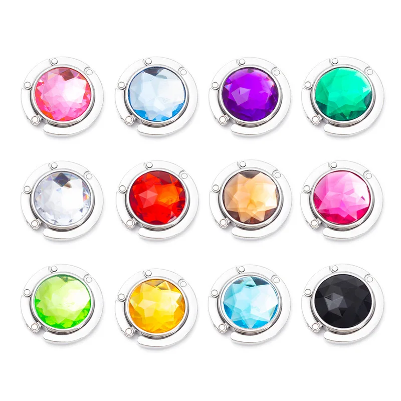 Wholesale Portable Bag Hook For Table Crystal Multiple Colour Metal Handbag Hook Hanger Holder