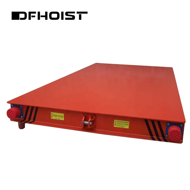 Рельсовая электрическая приводная пластинчатая переносная тележка с платформой