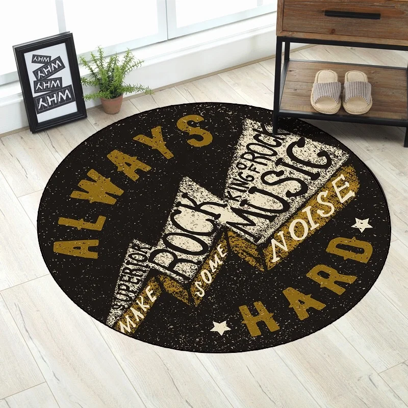 
3D Printed Mat Living room Rug Carpet Floor Door Round Mat Carpet of Musical Instruments 