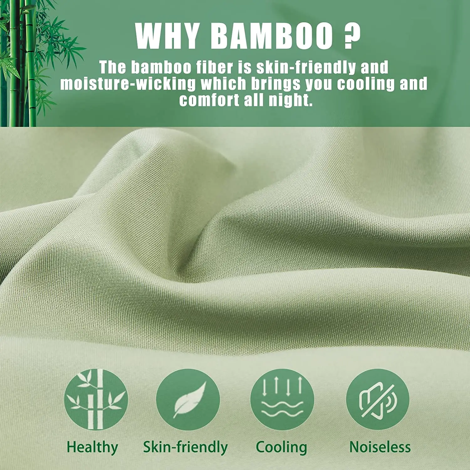 2 Pack Soft Moisture Wicking Organic Bamboo Viscose Cooling Pillowcases Breathable 100% Bamboo Pillow Case